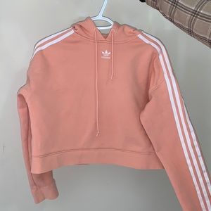 LIKE NEW ADIDAS CROPPED NUDE-PINK HOODIE